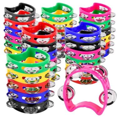 Imagem de 36 pandeiros multicoloridos para adultos – 4 sinos de instrumentos musicais portáteis e criadores de ruído perfeitos para eventos de caridade, igreja, jardim de infância, casamentos, festas de Natal e