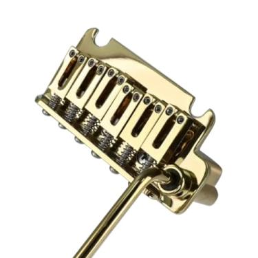 Imagem de OVSAL Ponte de guitarra elétrica de 10,5 mm com selas de liga de zinco, bloco de latão, ponte tremolo de 2 pontos, compatível com peças de substituição para guitarra elétrica Stratocaster Strat 6