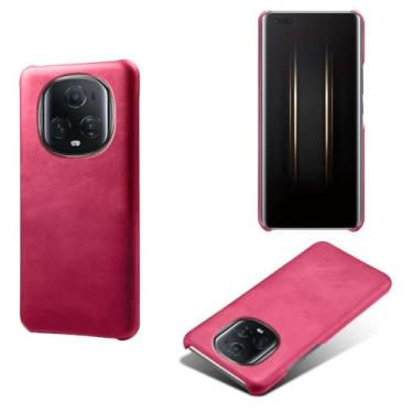 Imagem de Capa para Honor Magic 5 Ultimate,Proteção contra quedas,Casca de volta de cor sólida simples,Design de couro de imitação de plástico-Rose