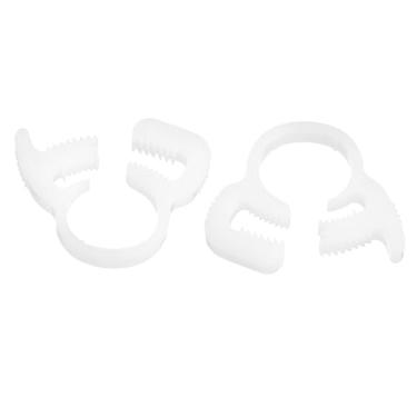 Imagem de uxcell 2 braçadeiras de mangueira de encaixe duplo, plástico 7,6-8,5 mm/0,3-0,33 polegadas de diâmetro interno ajustável vários grampos de tubo de catraca para casa, branco