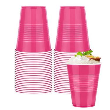 Imagem de Copos plásticos descartáveis WYTAOHZL 350ml Hot Pink, pacote com 50