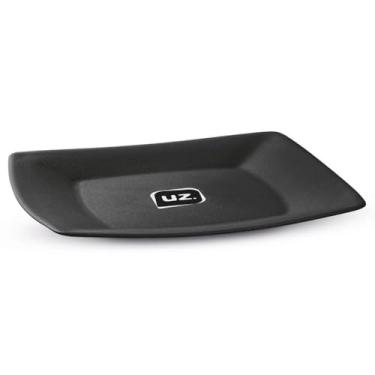 Imagem de 24 Pratos Pretos Plásticos Slim Uz 22,5cm Quadrados Servir Refeitório Self Service