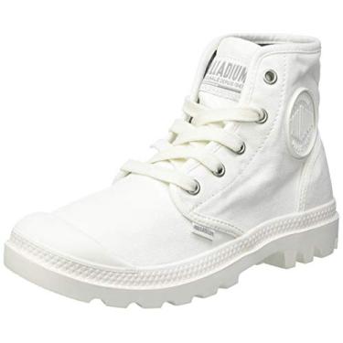 Imagem de Palladium Bota feminina Pampa Hi Boot de lona vegana com cadarço, Branco, 38