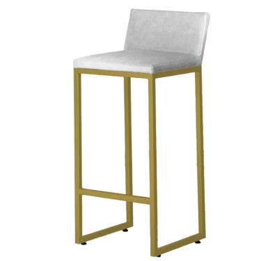 Imagem de Banqueta Alta Dani Reforçada Decorativa Balcão Bancada Cozinha Bar Base Dourada Courino