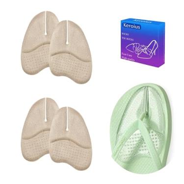 Imagem de Keroius 2 pares de almofadas de gel para metatarso, protetores de dedo do pé para chinelos para antepé para sandálias de dedo para mulheres e homens, aliviam a dor, impedem que os pés deslizem para