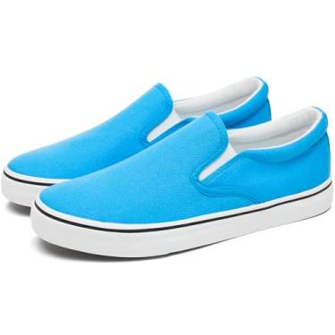 Imagem de yageyan Tênis masculino sem cadarço, mocassins, lona, preto, lona, azul, casual, moderno, Azul escuro, 41