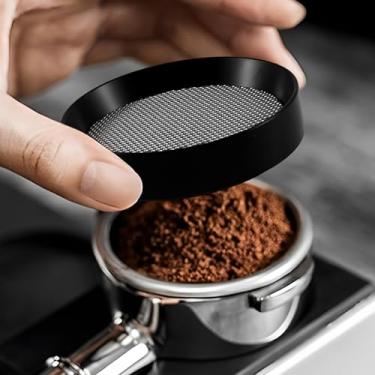 Imagem de DJAPWPX Funil de dosagem com rede de separação de água, funil de café de metal de 53 mm/58 mm/51 mm, ferramentas de café, funil de dosagem, funil de dosagem, lavável na lava-louças, para filtros de