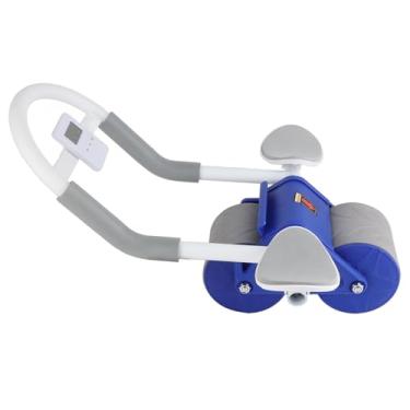 Imagem de Zhjvihx Rolo de Rodas Duplas, Roda Abdominal Rolo de Baixo Ruído Automático de Rebote Automático Holoque de Esponja Função do Timer do de Frenagem Com Joelheira para Casa (Azul)