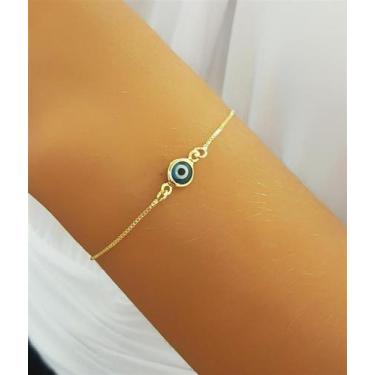 Imagem de Pulseira Regulável Olho Grego 0.7 cm Banhado em Ouro 18k - Lazzuli Joi