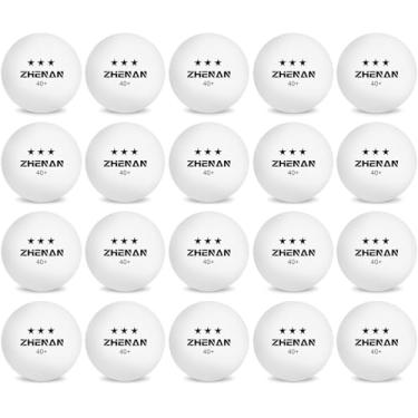 Imagem de ZHENAN Pacote com 20 bolas de tênis de mesa de 3 estrelas e mais de 40 materiais, mais duráveis, bolas de tênis de mesa de treinamento avançado (bola branca de pingue-pongue), jogos de competição e
