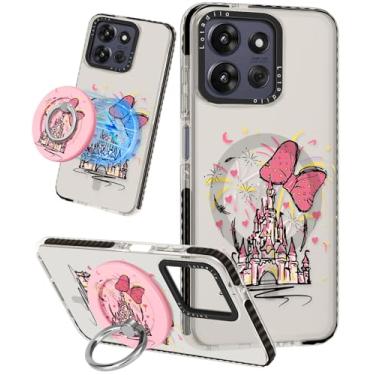 Imagem de Lotadilo Linda capa para Moto G Power/Play 5G 2025 para mulheres e meninas - Design engraçado de castelo compatível com suporte de anel Magsafe, suporte magnético, capas de telefone de TPU da moda
