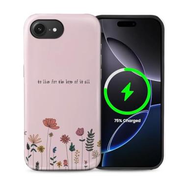 Imagem de casesok Capa para iPhone 16e, compatível com MagSafe, capa rígida de camada dupla + capa de silicone, proteção total à prova de choque para iPhone 16e flores vibrantes da primavera