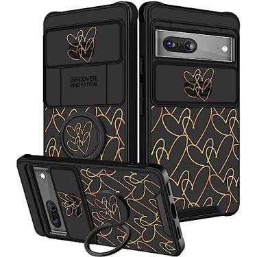 Imagem de Funermei (2 em 1 para Google Pixel 7 Capa para mulheres, lindas meninas, amor, coração, coração, feminino, design bonito Kawaii, com capa para câmera + suporte de anel para Google Pixel 7