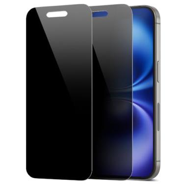 Imagem de Diacube Pacote com 2 protetores de tela de privacidade para iPhone 16 [anti-espião de 27°] Película híbrida de PET revestida de vidro duplo 9H ultrafina [inquebrável] resistente a arranhões, fácil