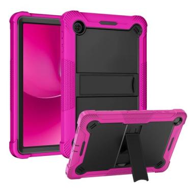 Imagem de Capa para tablet T-Mobile REVVL Tab 2 Android 15 de 10,1 polegadas, capa protetora resistente à prova de choque com suporte, adequada para crianças, 4 cantos espessos à prova de choque, rosa choque +