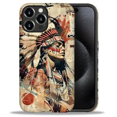 Imagem de yicomon Capa para celular compatível com iPhone 16 Pro Max, estampa tribal de mulher nativa americana, capa de telefone fosca, durável, moderna, engraçada, capa protetora macia antiarranhões à prova