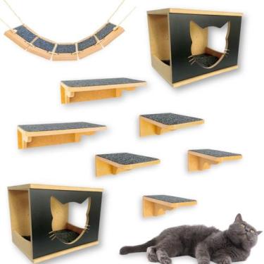 Imagem de Playground para Gatos 9pçs REFORÇADO Mdf 15mm PREMIUM Resistente Monta