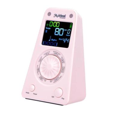 Imagem de menolana Metrônomo digital para piano, dispositivo eletrônico para prática musical, pequeno, aniversário, performance de palco com temporizador, batida, tempo, Rosa