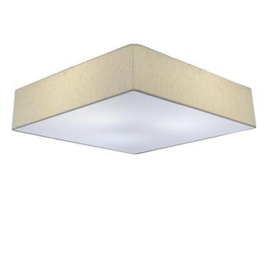 Imagem de Plafon Quadrado Md-3052 Cúpula em Tecido 60x60x15cm Linho Bege - Bivol