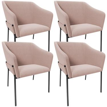 Imagem de Kit 4 Cadeiras Para Sala de Jantar Estar Living Olívia L02 Bouclê Rosê - Lyam Decor