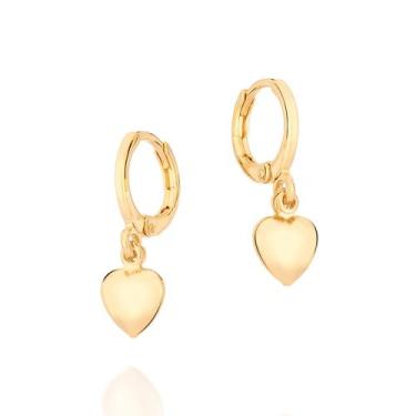 Imagem de Brinco Feminino Rommanel Argola Coração Abaulado Banhado a Ouro 18k 52
