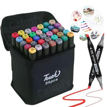 Imagem de Kit Canetinhas Marcador Ponta Dupla 24, 36 Cores - Tinta Álcool Secagem Rápida, Não Tóxica - Conjunto Caneta touch Profissional para Colorir Livros Bobbie Goods, Desenho e Arte (36)