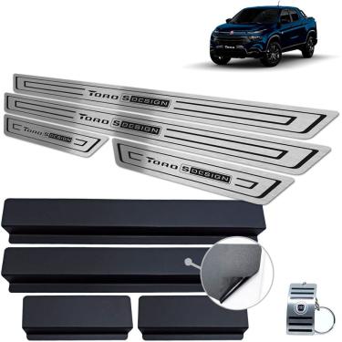 Imagem de Soleira Fiat Toro S-Design Aço Inox Preto Baixo Relevo