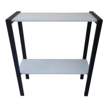 Imagem de Aparador prateleira dupla industrial mônaco mdf branco 80cm