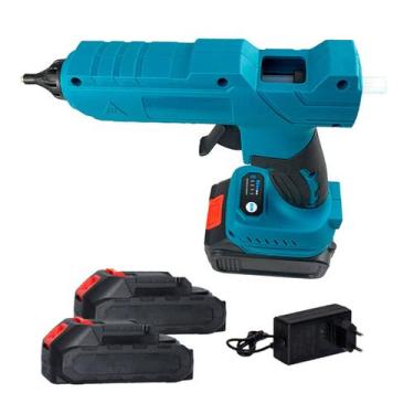 Imagem de Pistola Cola Quente 21V Sem Fio Profissional Portátil Duas Baterias e 