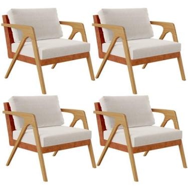 Imagem de Kit 04 Poltronas Decorativas Sala Estar Pietra L02 material sintético 