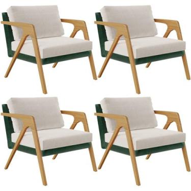 Imagem de Kit 04 Poltronas Decorativas Sala Estar Pietra L02 Facto Verde Musgo L