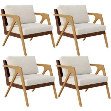 Imagem de Kit 04 Poltronas Decorativas Pietra L02 material sintético Marrom Linh