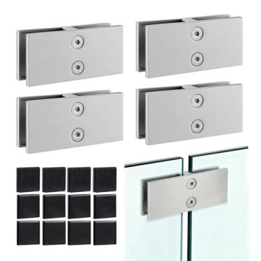 Imagem de SyingHwan Braçadeira de grade de vidro SS316, clipe de vidro de aço inoxidável para cerca de piscina, grade de varanda, balaustrada de escada (4, 180 graus)