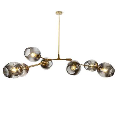 Imagem de Sala de estar Quarto Interior Lustre Lâmpada, E27 Simplicidade Vidro Engenharia Ramo Lustre Molecular, Criatividade Luz de Teto Ajustável, Luminária Ramo de Vidro Pendurado Luz-Gradiente fum