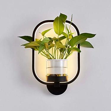 Imagem de Luminária de parede moderna, luminária de parede geométrica de metal, abajur de acrílico com vaso de flores, lâmpadas de cabeceira simples, luzes noturnas para quarto, cabeceira, sala de est