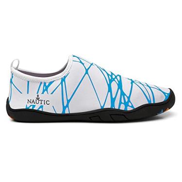 Imagem de Sapatilha Aquática Via Nautic, Neoprene, Solado Antiderrapante, Ideal para Esportes Aquáticos e Terrestres (Branco e Azul, BR, Adulto, Numérico, 40)