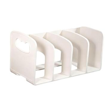 Imagem de WeiLaiKeQi Organizador de pastas de arquivo de acrílico, suporte para bolsa, 4 seções, organizador para bolsa, divisor, estante, documentos, Branco