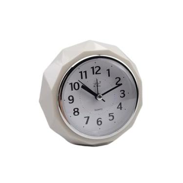 Imagem de hezhuhe2258 Despertador digital criativo em forma de diamante, pequeno despertador, silencioso, cabeceira, número redondo, sino, duplo, decoração de mesa, relógio para pessoas com sono pesado (branco)