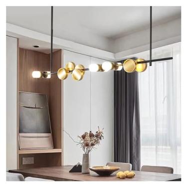 Imagem de Lustre moderno de luxo minimalista LED compatível com sala de jantar, cozinha, sala de estar, quarto, decoração de arte em ouro preto, luminária pendente, lâmpadas de lustre