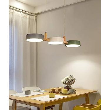 Imagem de Luminária de teto para sala de jantar, luz LED de madeira, luz branca quente, lustre LED, sala de estar, moderno, retangular, luz LED para cozinha, escritório, restaurante, altura ajustável,