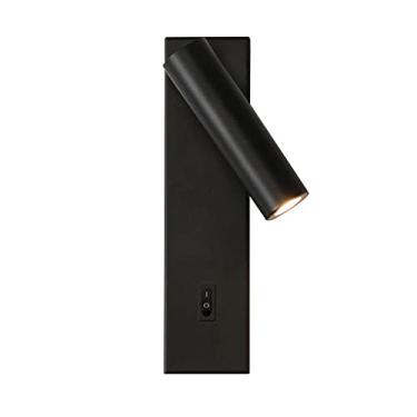 Imagem de Luminária de parede Luminária de leitura montada na parede com interruptor Luminária de parede LED para quarto Lâmpada de cabeceira Hotel Guest Study Room Luminária de parede redonda quadrad