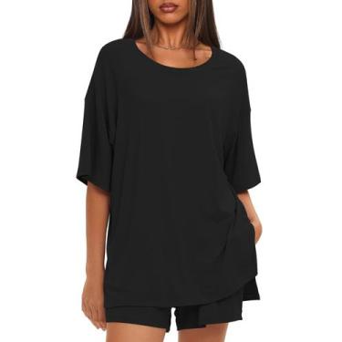 Imagem de Conjunto de lounge Darong 9121 para mulheres Black Rayon/Spandex M