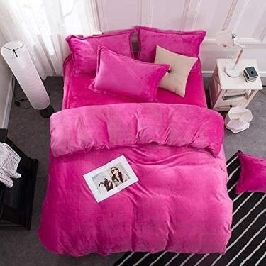 Imagem de Jogo de lençol de flanela de veludo, flanela grossa, dois lados, cor sólida, jogo de cama com capa quente de inverno - Ydl23_Twin Size 3 peças (Ydl17 Twin size 3 peças)