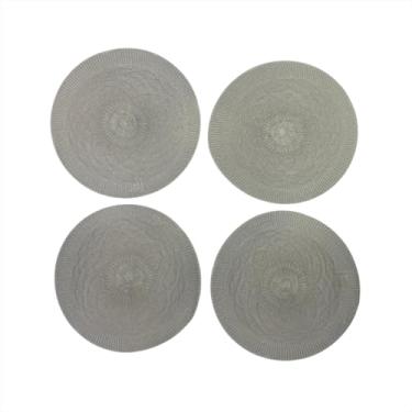 Imagem de Jogo Americano Descanso de Pratos 38 CM Mesa Posta Souspla Americano 4 Unidades Luxo Poliester Cinza Claro