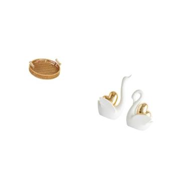 Imagem de Fenteer Conjunto Elegante de Cesta de Frutas em Forma de Cisne para Exposição Na Mesa E Serviço de Lanches com Prato de Pão Artístico E Estatuetas Decorativas