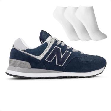 Imagem de Tênis New Balance 574 V2 Masculino + 3 Pares de Meias, 39, Marinho, Ci