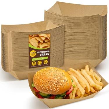 Imagem de Bandejas de alimentos Ocmoiy Large Paper 1,8 kg, 100 pacotes Kraft 180