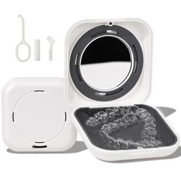 Imagem de HEMILAB® Capa retentora, estojo alinhador fino com orifícios de ventilação, compatível com Invisalign, estojo protetor de boca com espelho, estojo de retentor ortodôntico fofo com ferramenta de