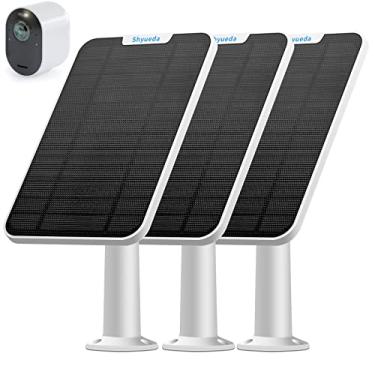 Imagem de [Versão atualizada] Carregador de painel solar 4W compatível apenas com Arlo Pro 3/Pro 4/Ultra/Ultra 2, com cabo de carregamento impermeável de 4 metros, à prova de intempéries IP65, inclui suporte de parede seguro (pacote com 3)
