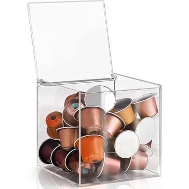 Imagem de Porta Capsula,Caixa Organizadora de Cápsulas de Café, Porta Capsulas, Pote Porta Cápsulas de Café Cubo Acrílico Transparente com Tampa, Caixa Porta Cápsulas de Café em Acrílico